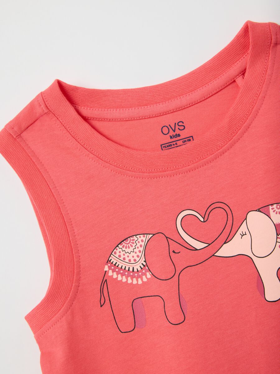 Girls' pink pure cotton tank top regular fit with print_3