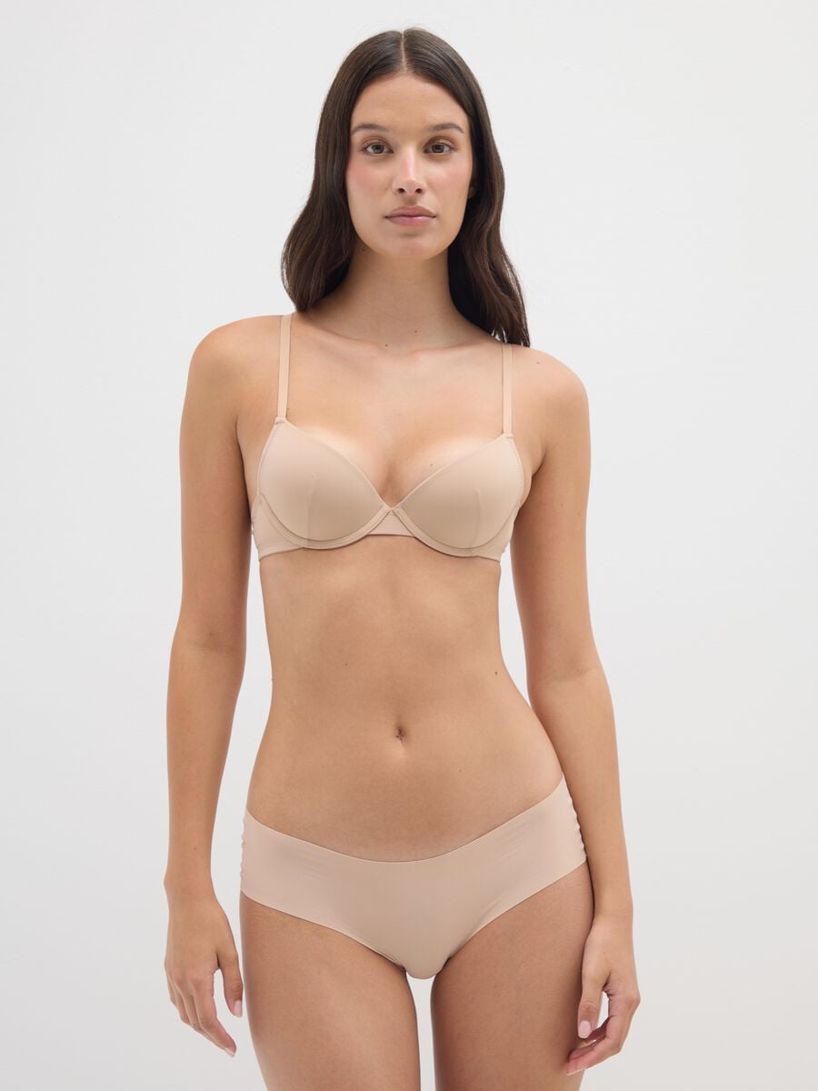 Culotte in tessuto elasticizzato beige_0