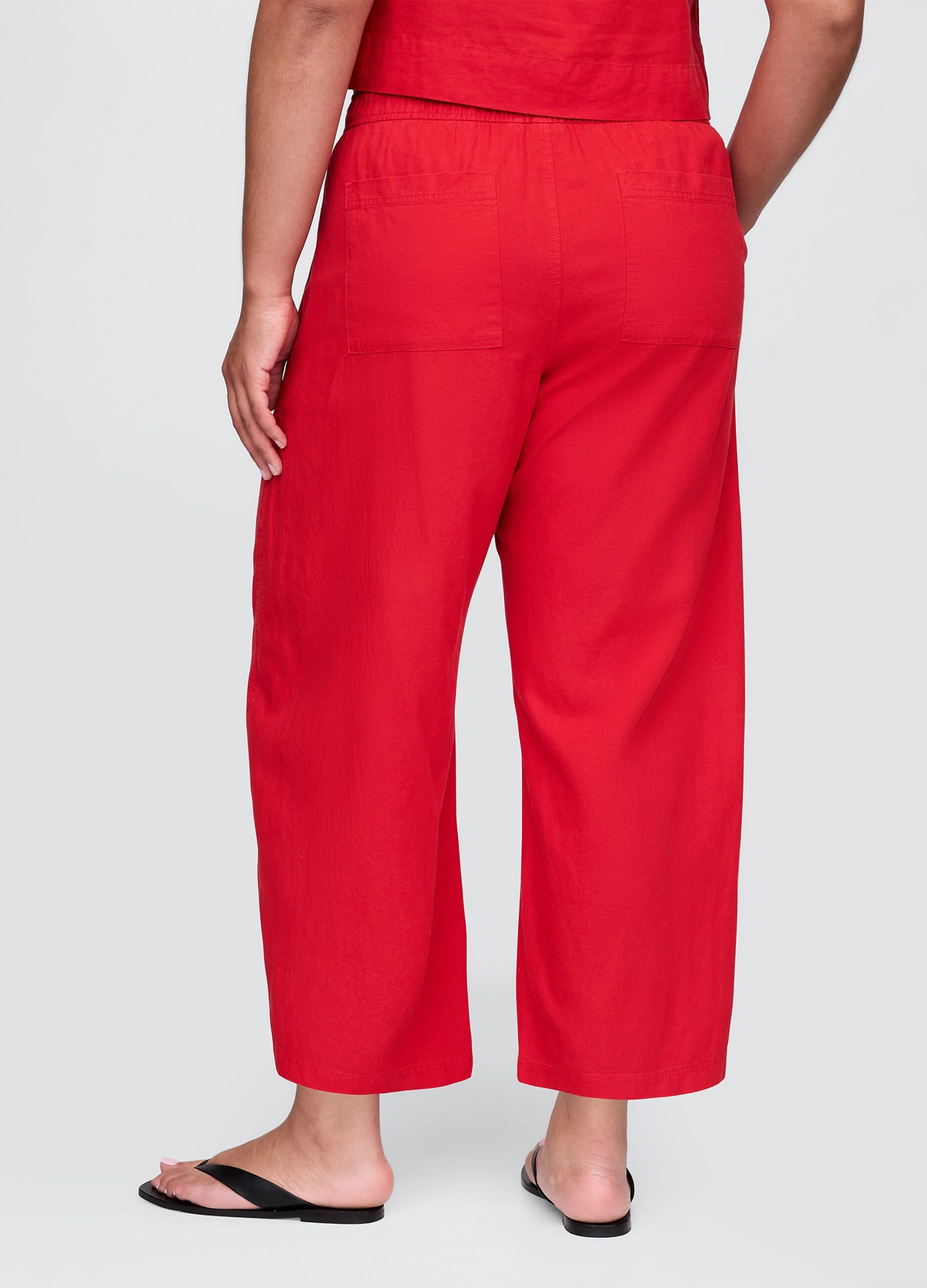 Red wide trousers in linen and viscose