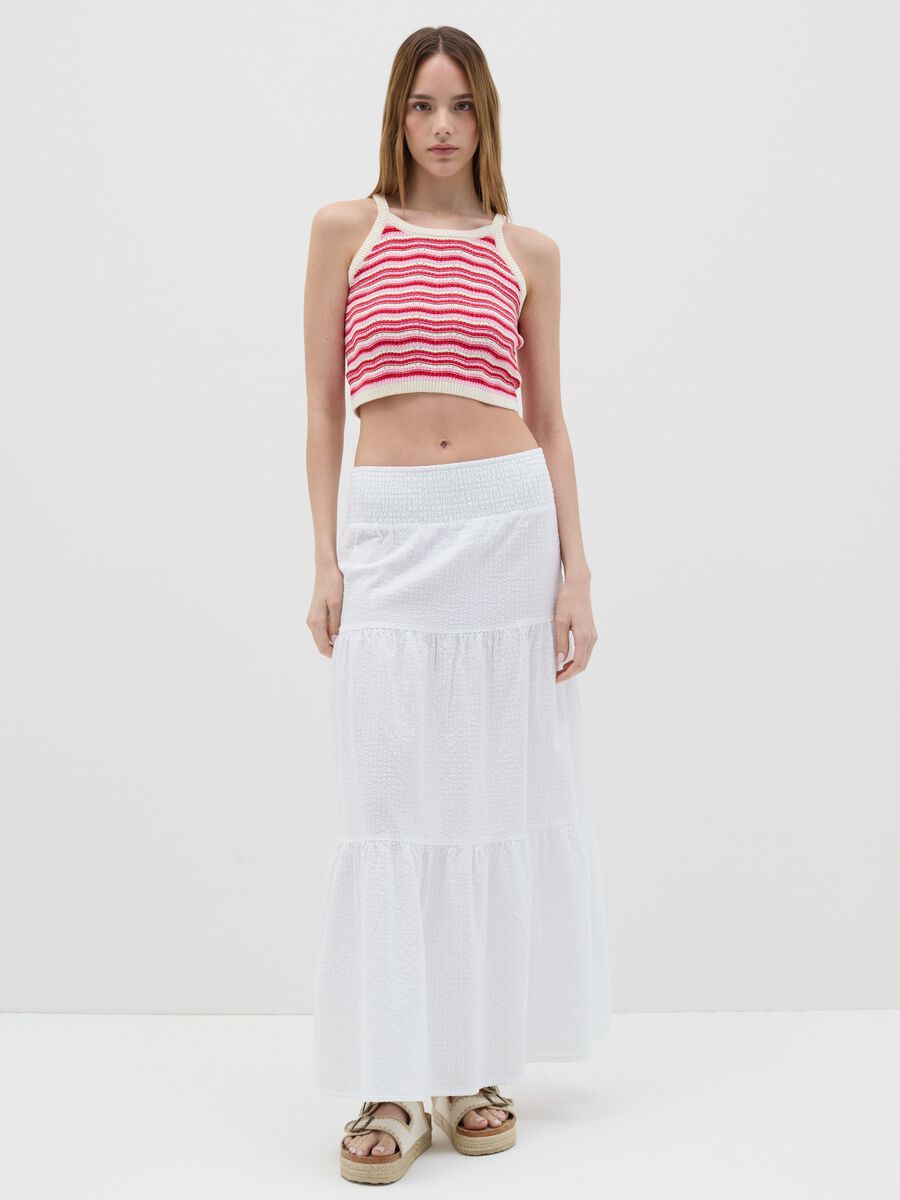Red and white striped top in pure cotton B.Angel_1