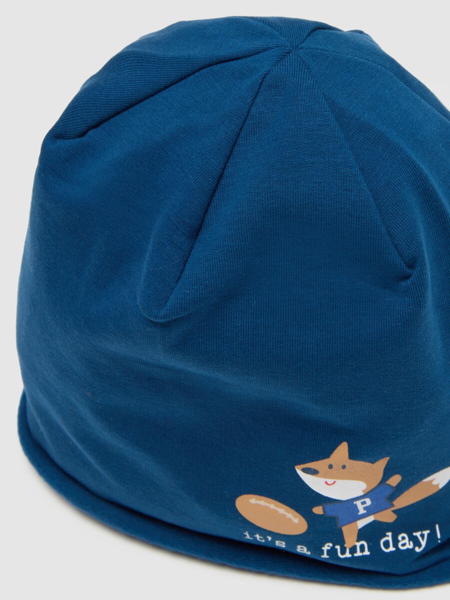 Berretto da neonato in cotone blu elasticizzato_2