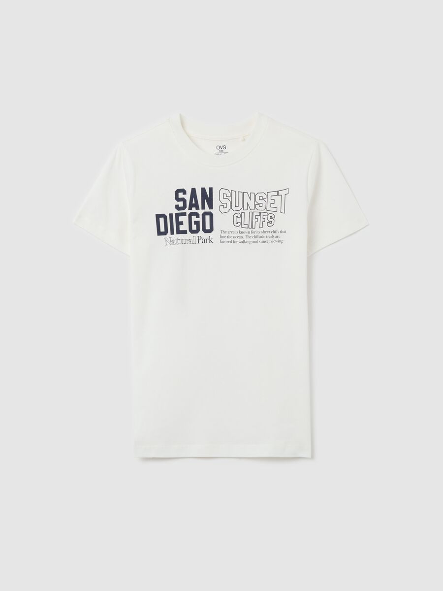 T-shirt bianca in cotone bio con stampa lettering_3