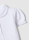 White pure cotton polo for girls, regular fit with ruched sleeves_2