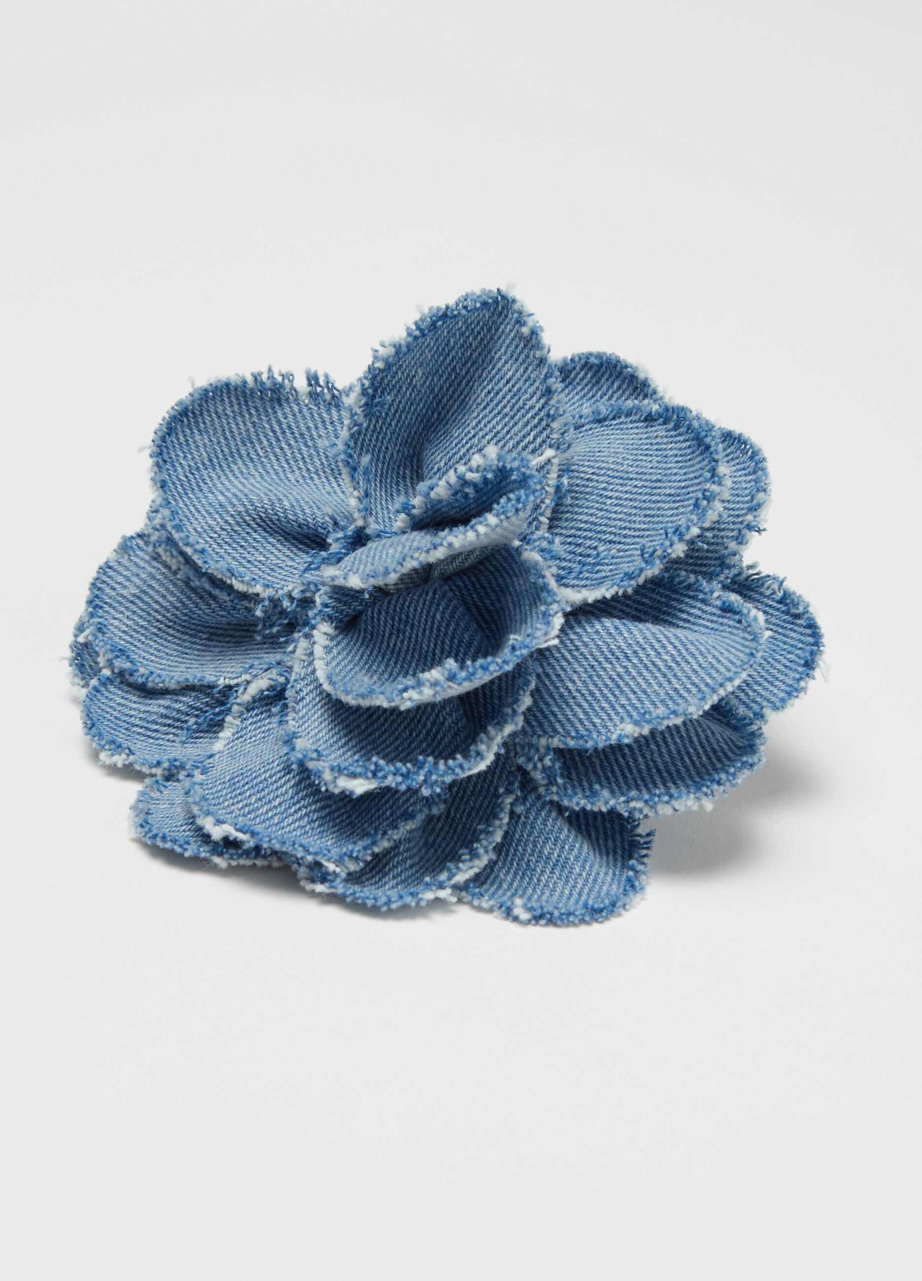 Clip per capelli floreale in denim