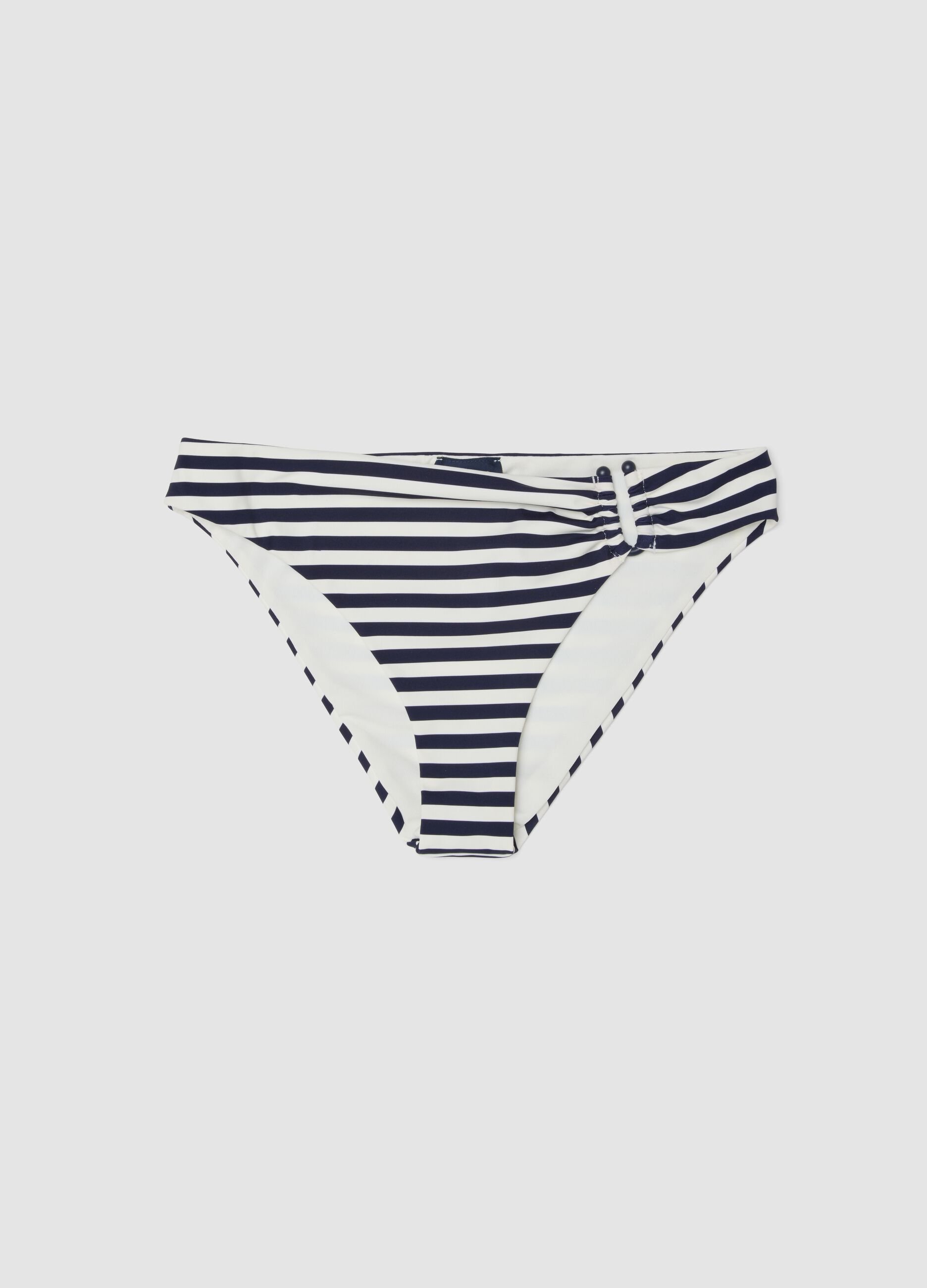 Blue and white striped stretch swim briefs