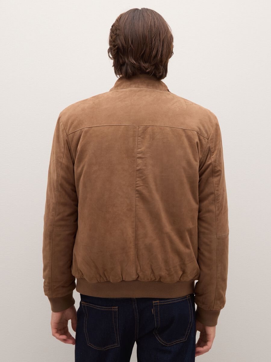 Brown genuine leather bomber jacket_2