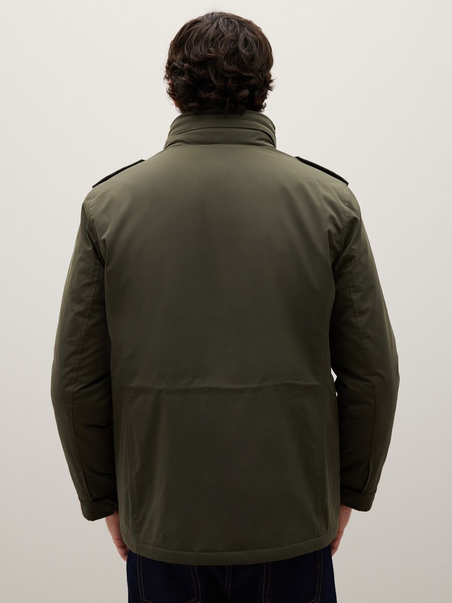 Regular fit green jacket with pockets and zip closure_3