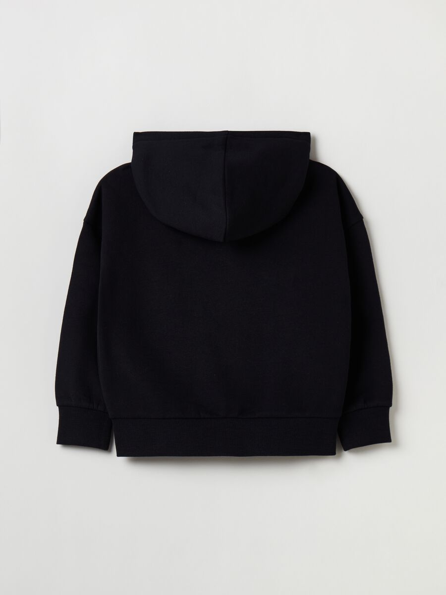 Full-zip in felpa con cappuccio e strass_1