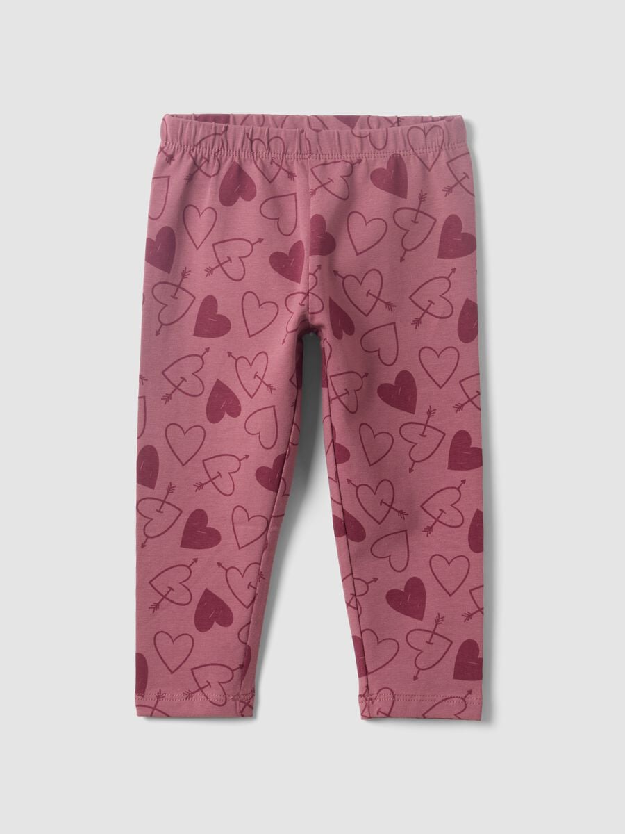 Leggings viola in misto cotone organico con fantasia animalier per bimba_0