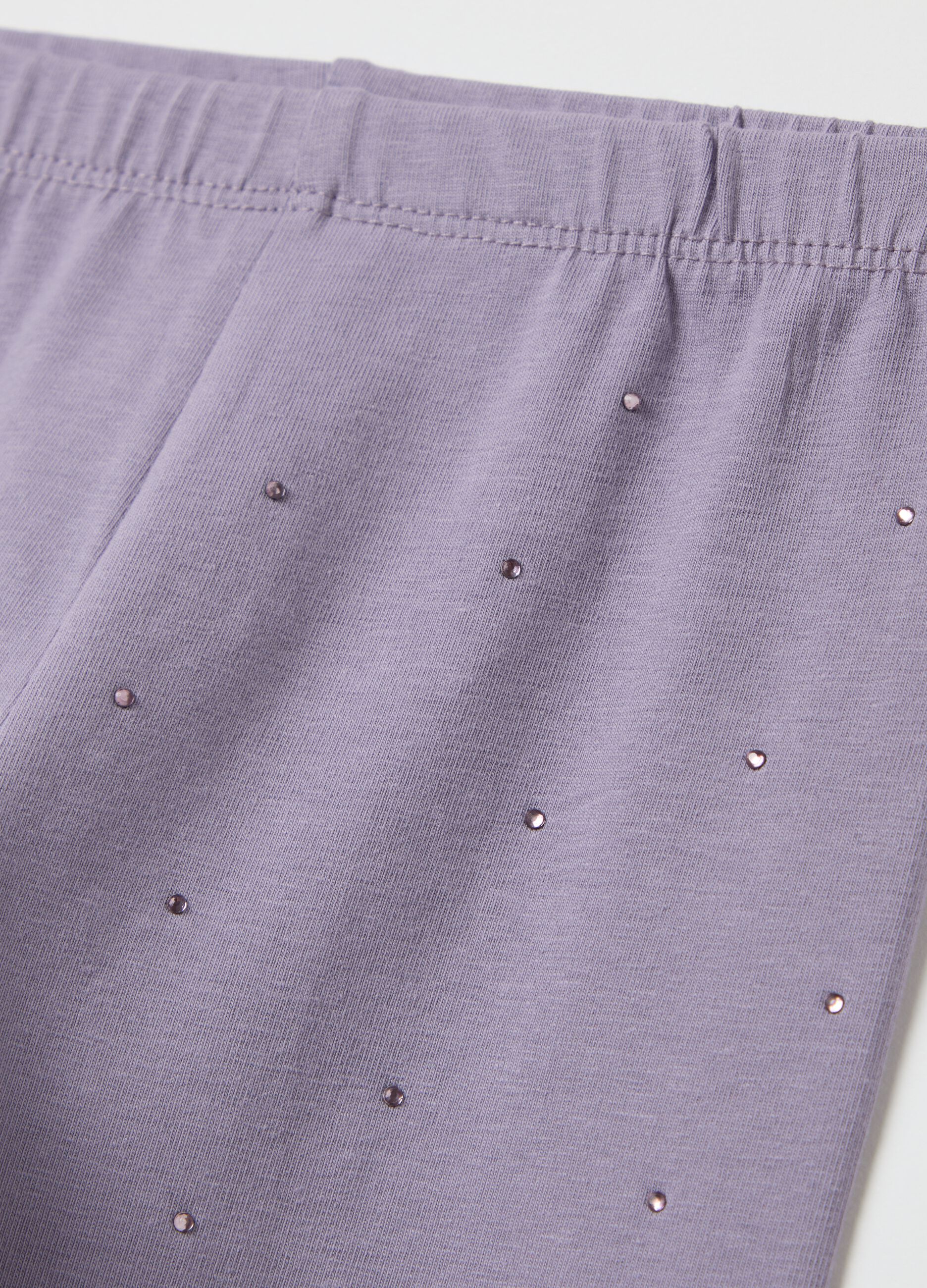 Black leggings in stretch cotton with diamantés