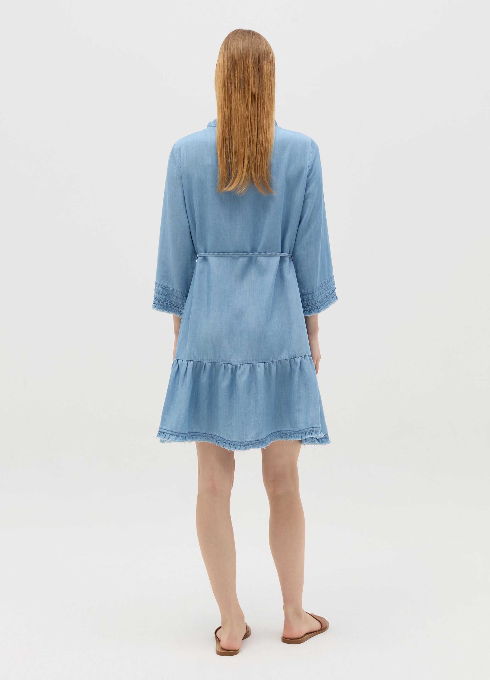 Vestito corto premaman in Tencel con ricamo