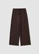 Brown stretch wide-leg trousers with crinkled texture_4