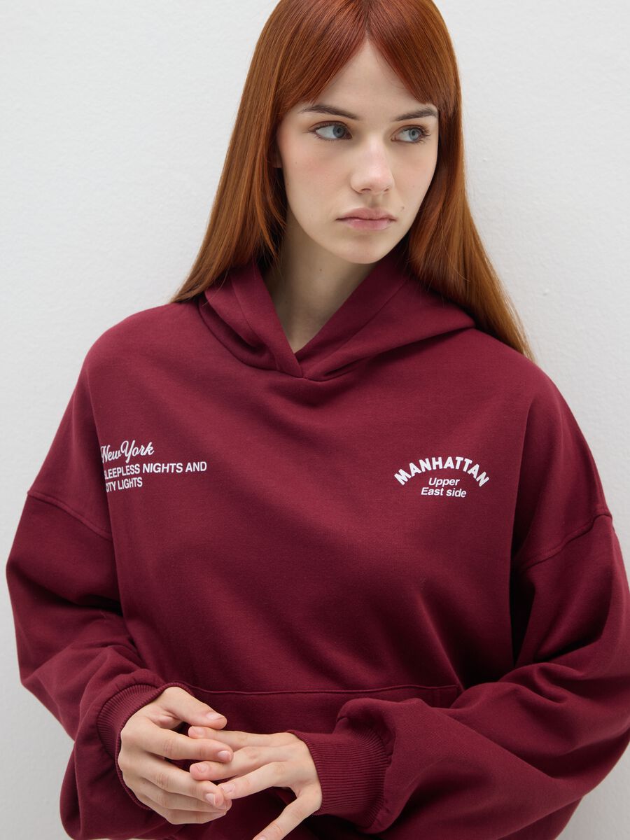 Red cotton blend oversized hoodie_1
