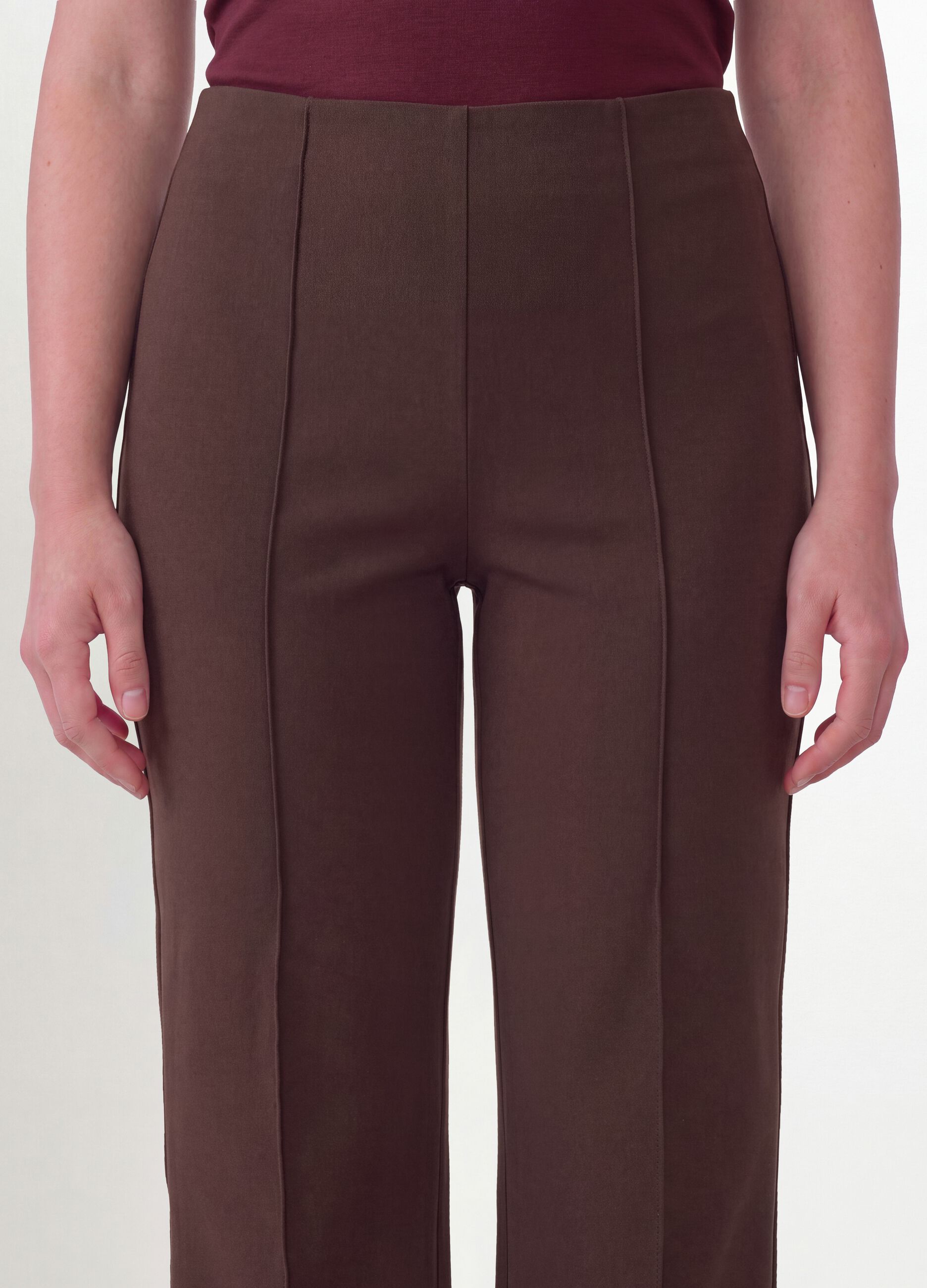 Brown flare trousers in stretch viscose