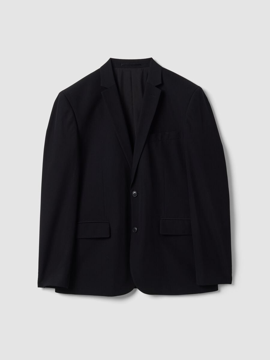 Blazer nero slim fit foderato con rever classici_4