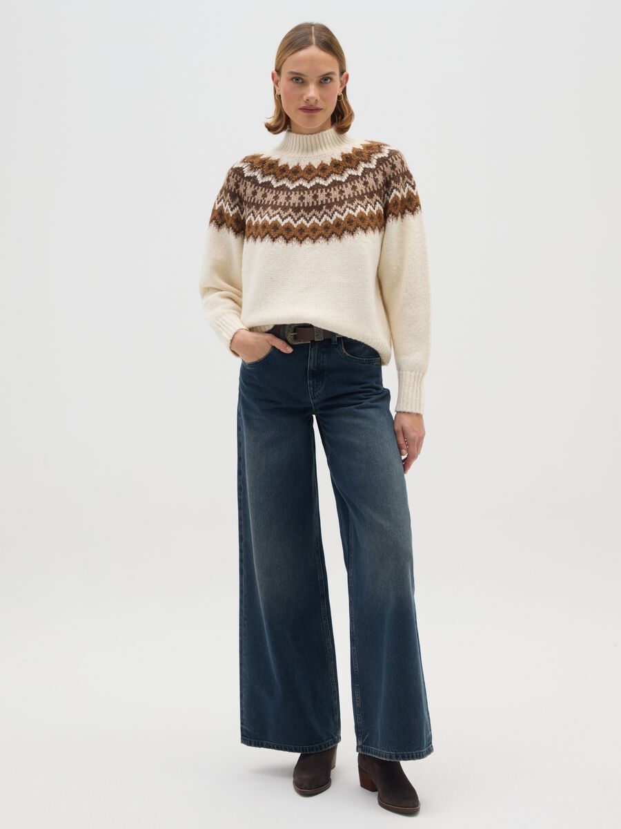 Multicolour regular fit pullover with jacquard pattern_1
