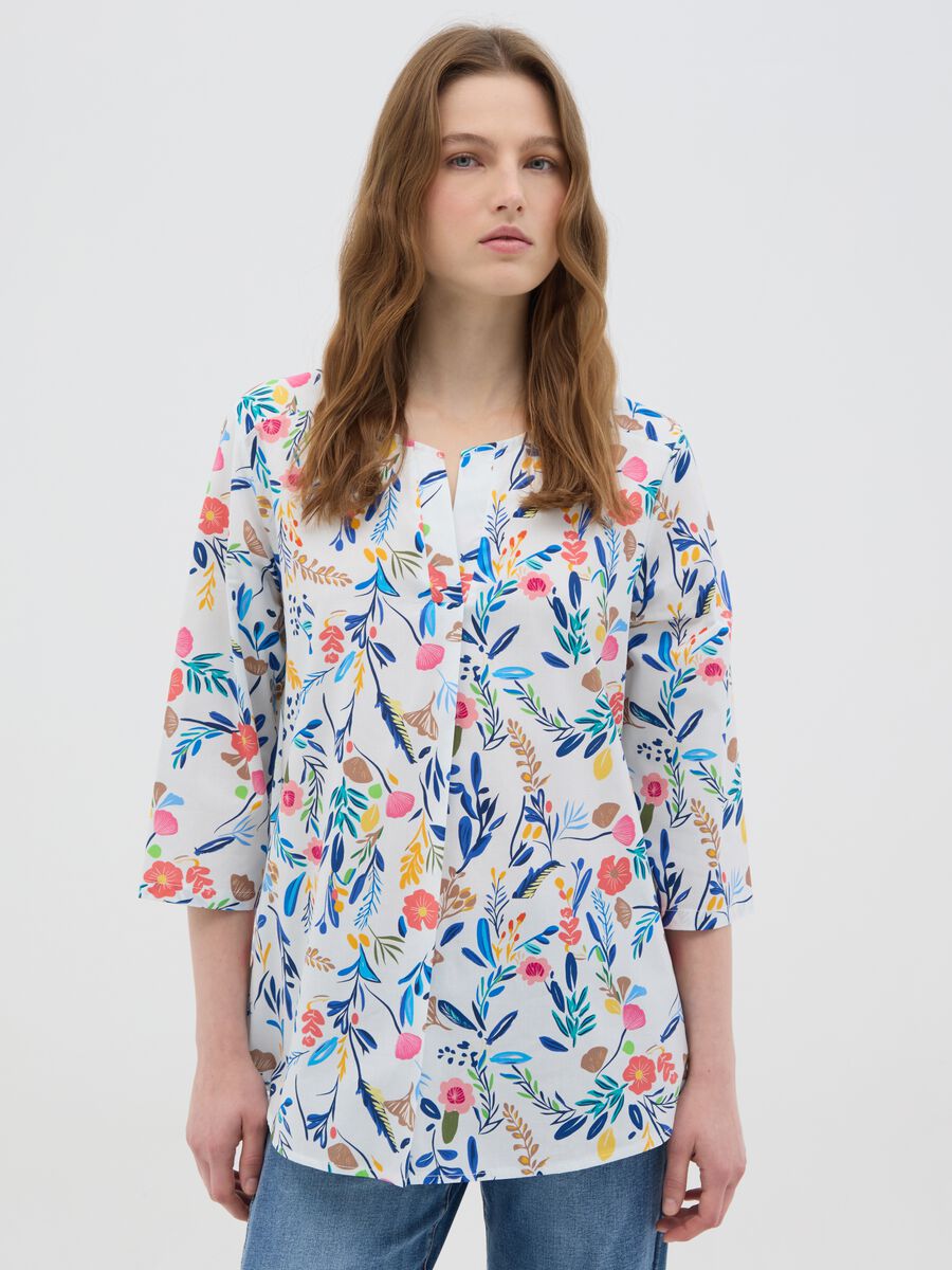 Women's multicolour stretch cotton shirt regular fit_0