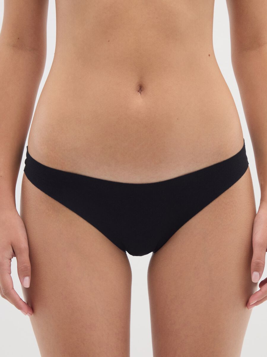 Black stretch cotton regular fit briefs_1