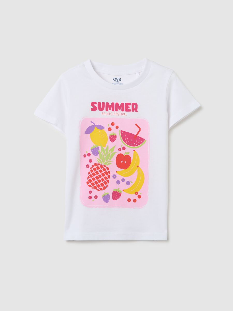 Girls' white pure cotton t-shirt regular fit_0
