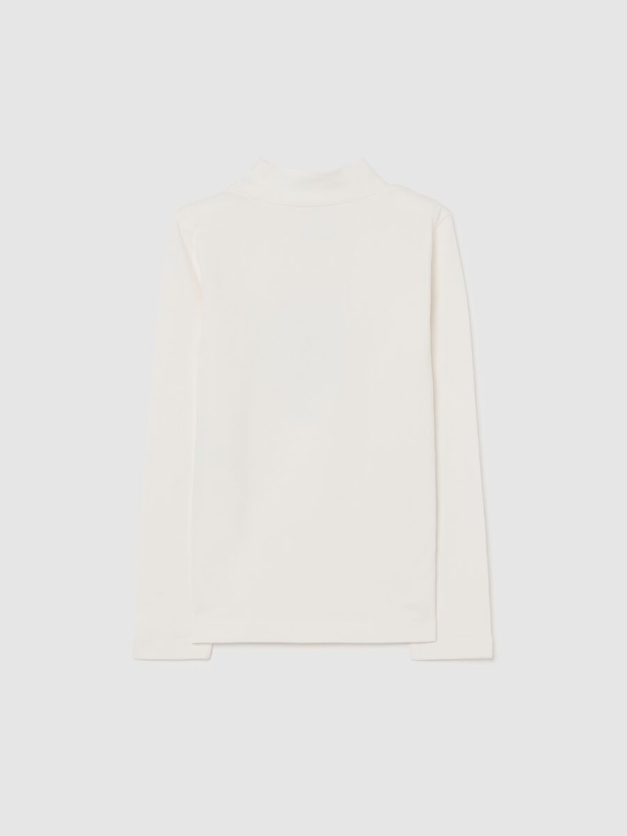 Girls' white high-neck shirt in cotton blend regular fit_1