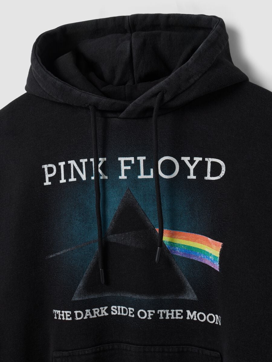 Black cotton-blend hoodie with Pink Floyd print_1