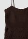 Abito in crochet di puro cotone marrone slim fit_5