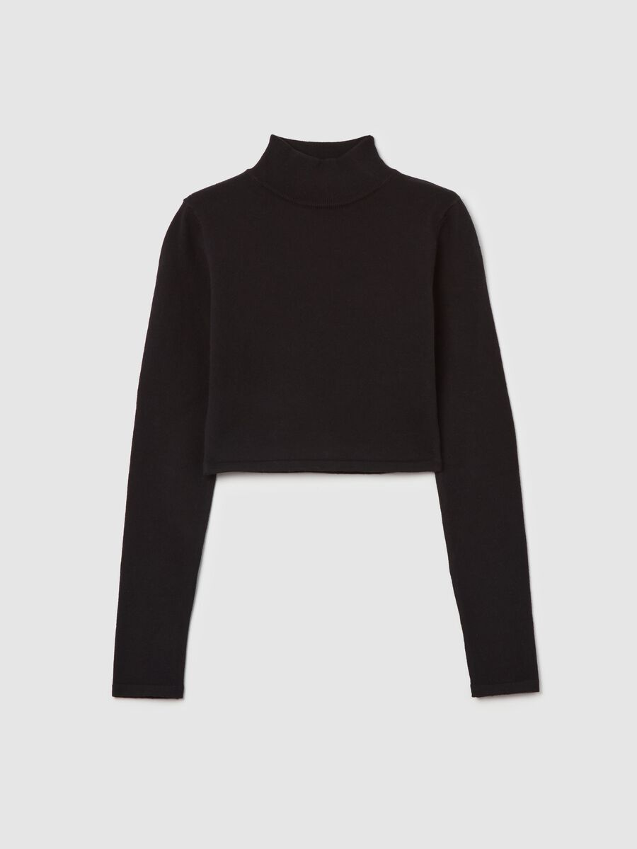 High Neck Knit Top Black_5
