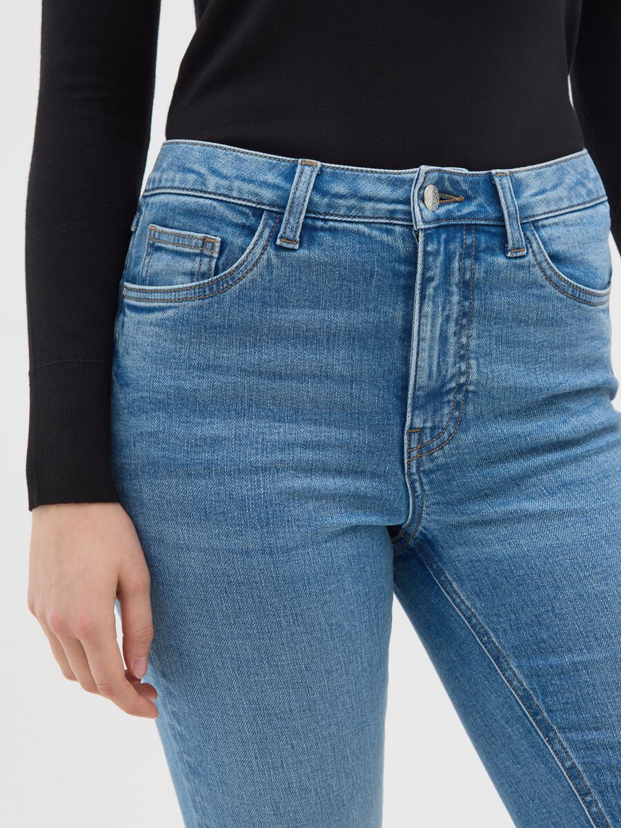 Blue Flare Jeans in Stretch Denim Cotton_3