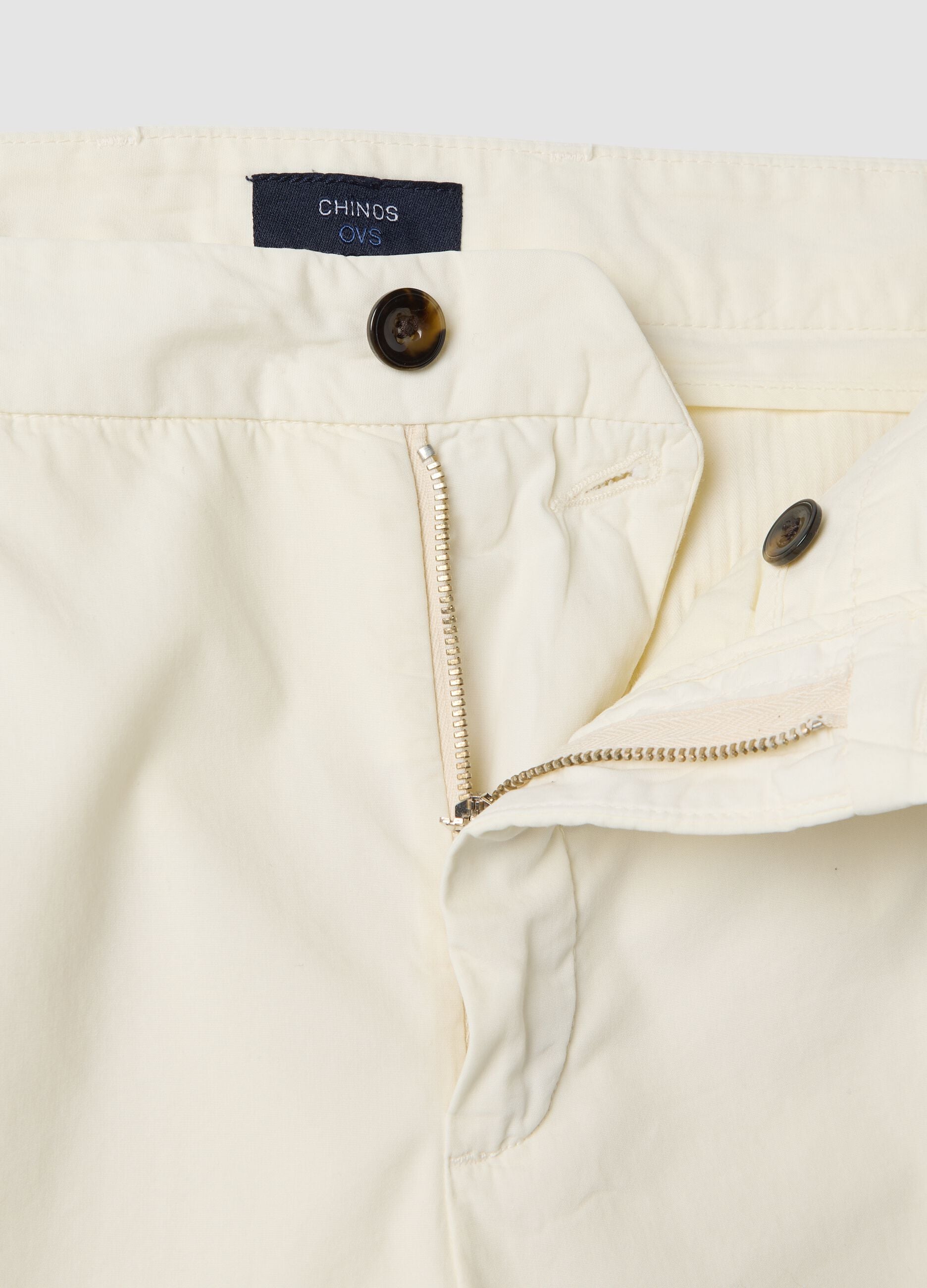 White cotton chino trousers, carrot fit