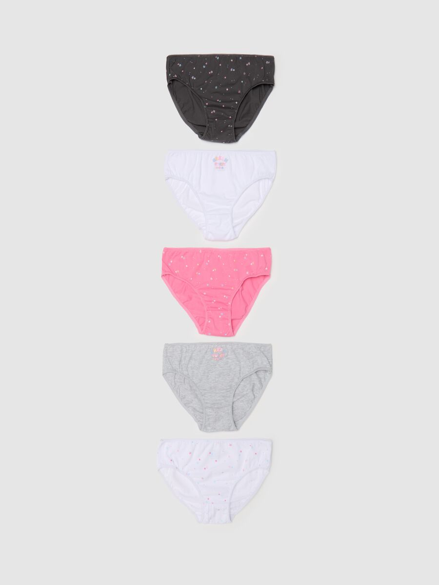 Cinque slip in cotone con stampa stelle _0