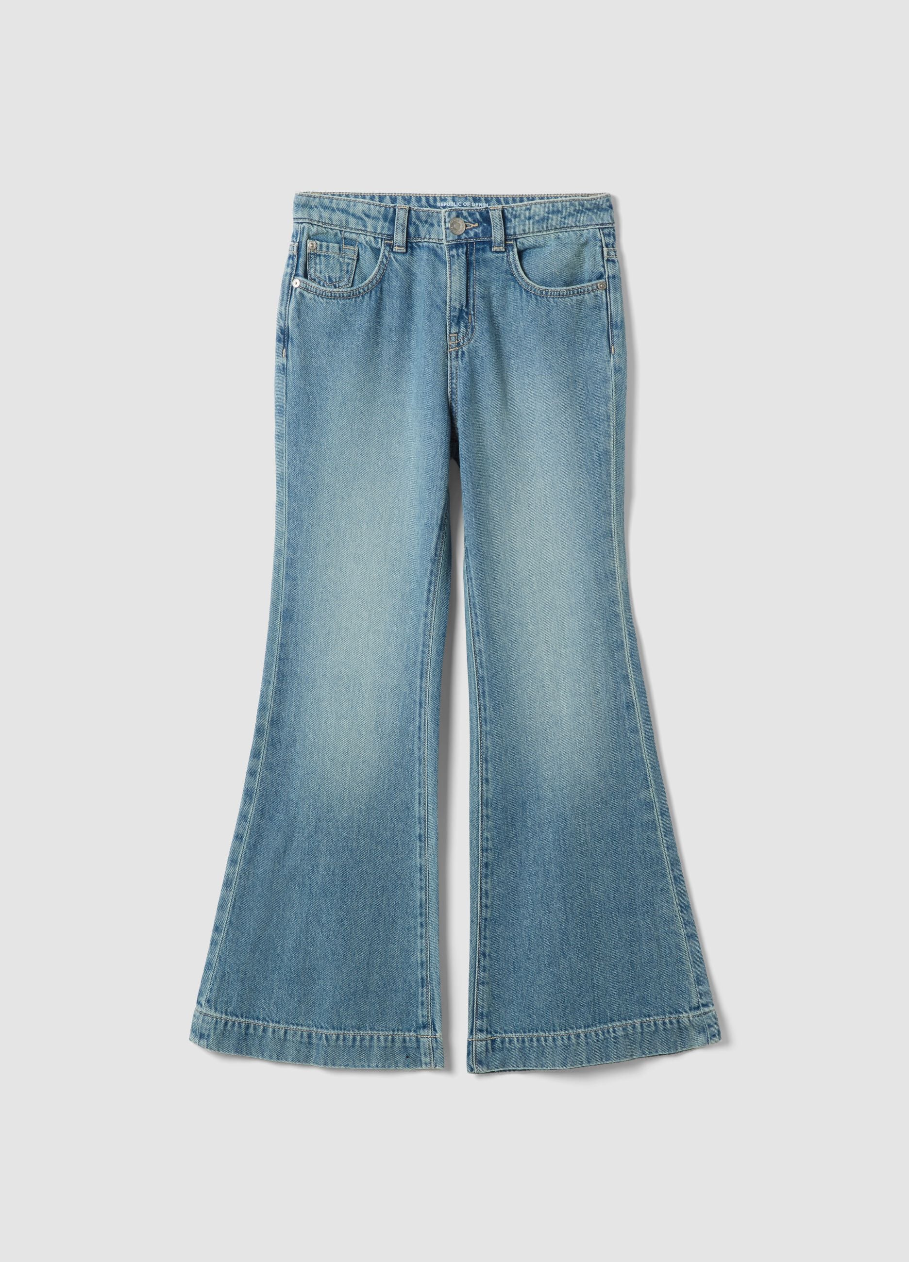 Light blue pure cotton flare jeans