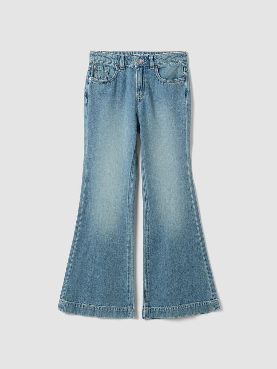 Jeans azzurri flare in puro cotone_0