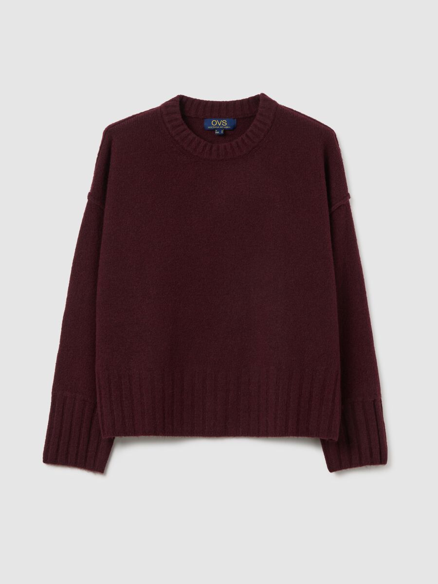 Red crew neck oversized pullover_4