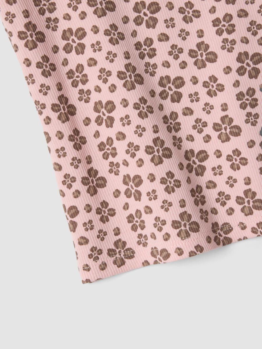 Tank top rosa in cotone elasticizzato con stampa floreale regular fit_3