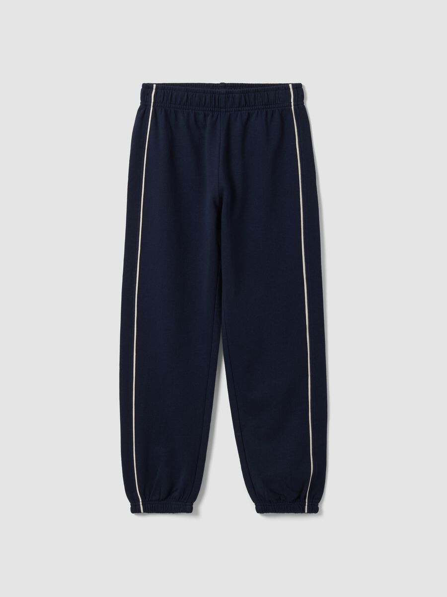 Pantaloni jogger blu in puro cotone organico comfort fit per bambino_0