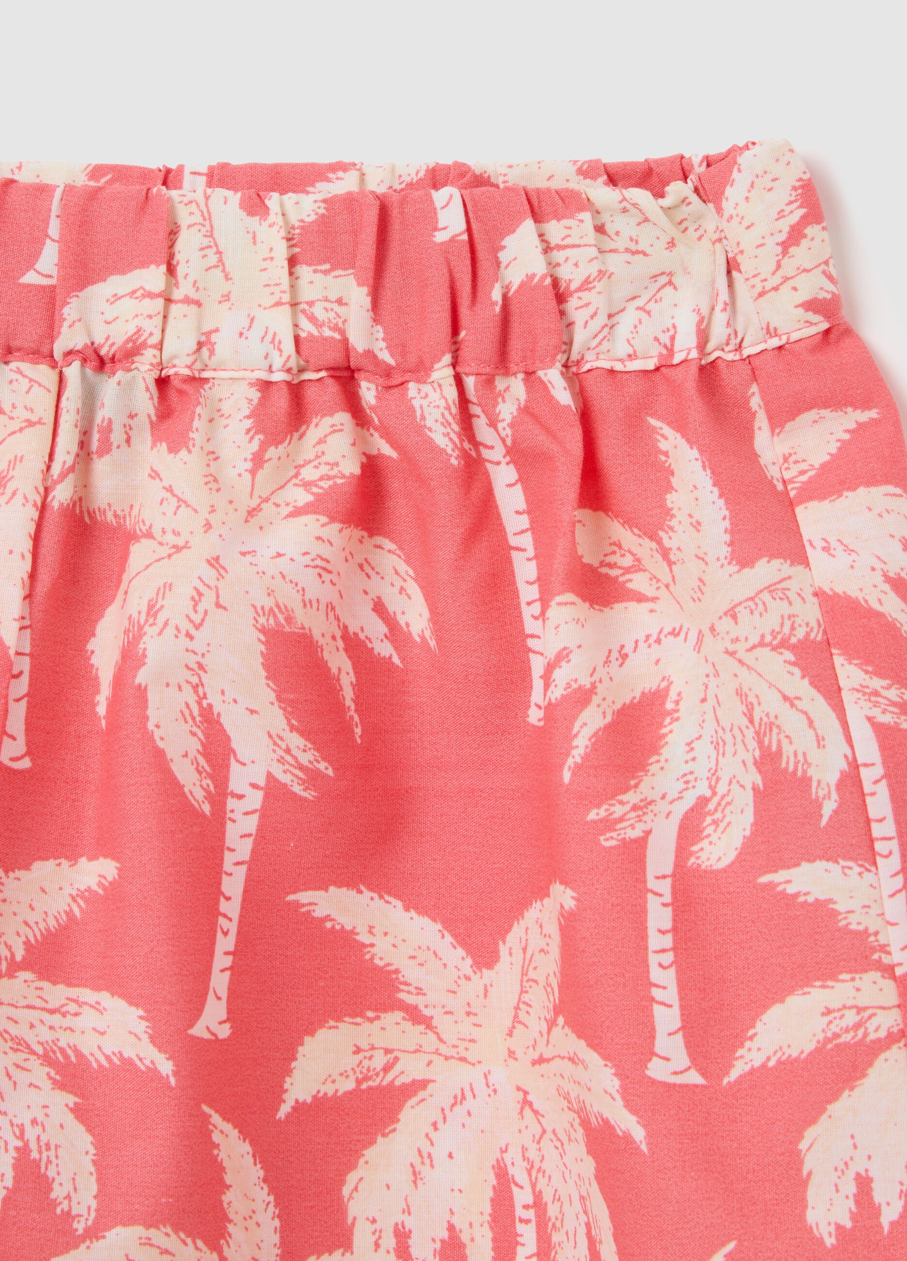 Girls' summer set in stretchy pink cotton
