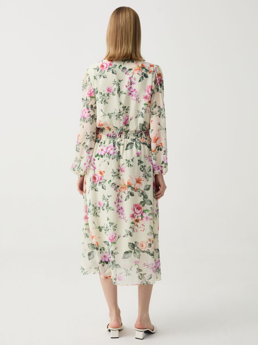 Long floral dress with smock stitch_2