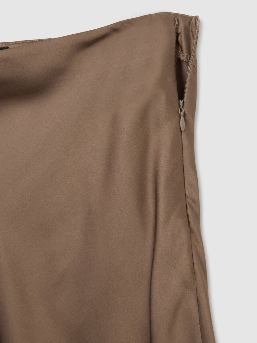 Brown satin skirt with lace and regular fit_5