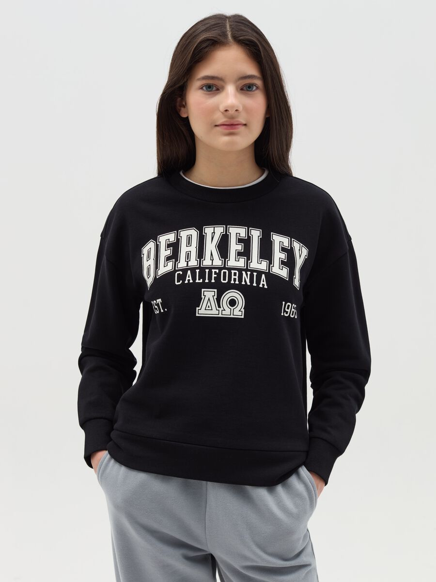 Round neck sweatshirt with print_0