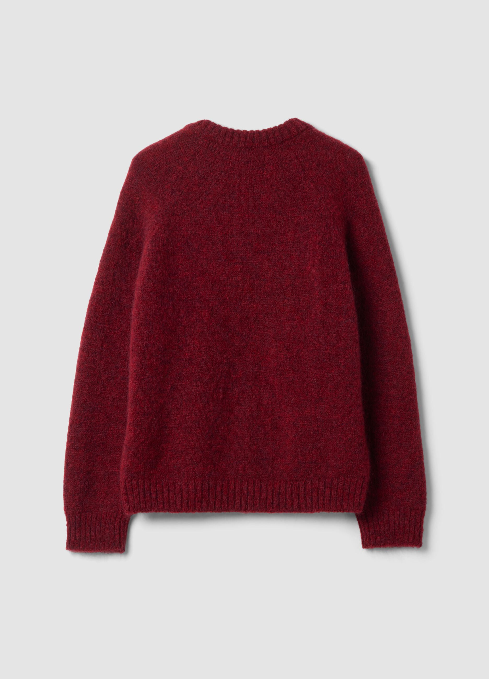 Red oversized V-neck jumper in stretchy mohair and merino wool