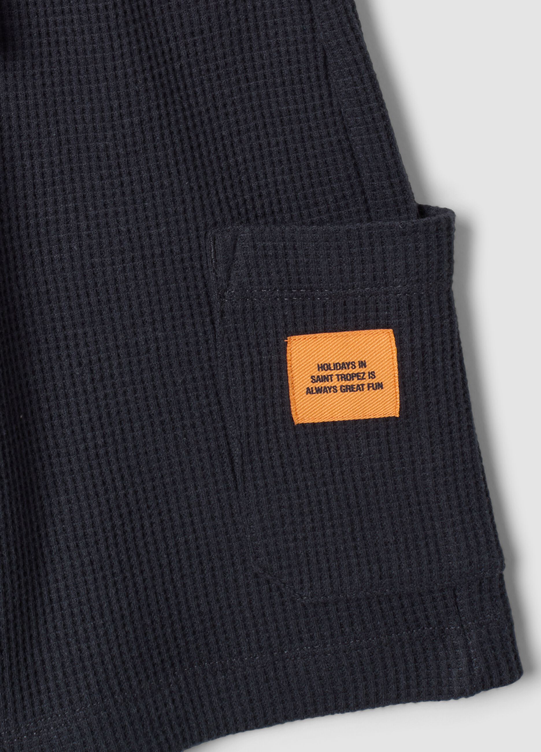 Blue cotton-blend set with striped T-shirt and shorts