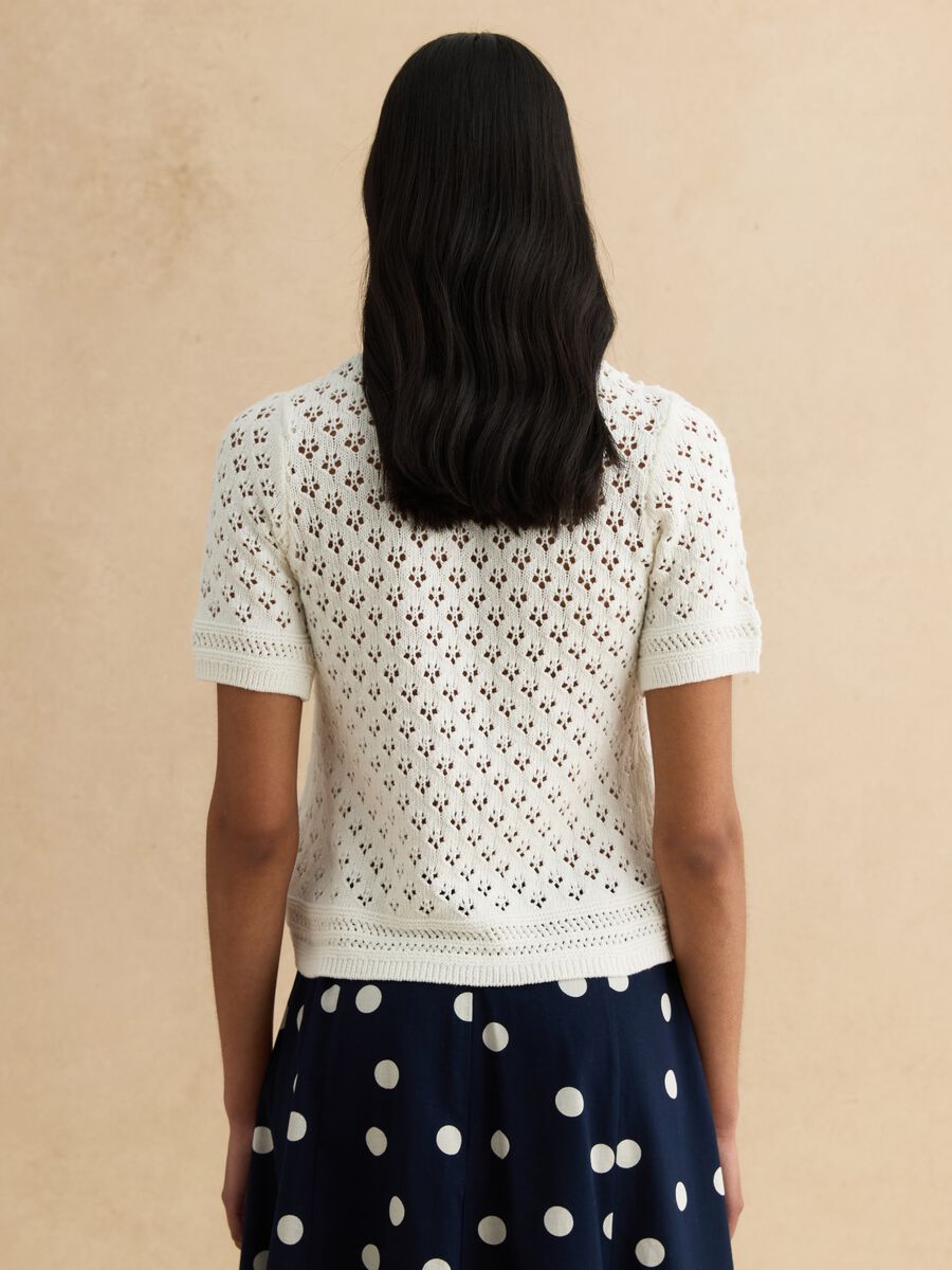 Maglione bianco in puro cotone vestibilit&agrave; fitted_3