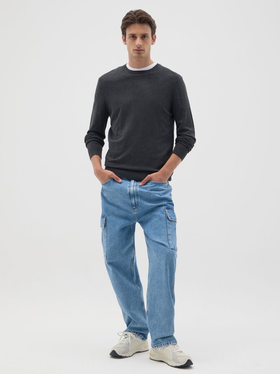 Grey viscose blend jumper regular fit_1