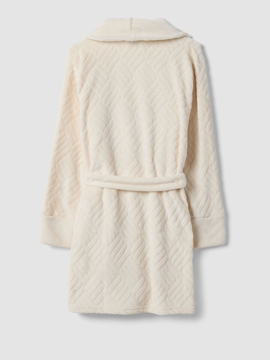 Beige quilted dressing gown with belt and shawl collar_2