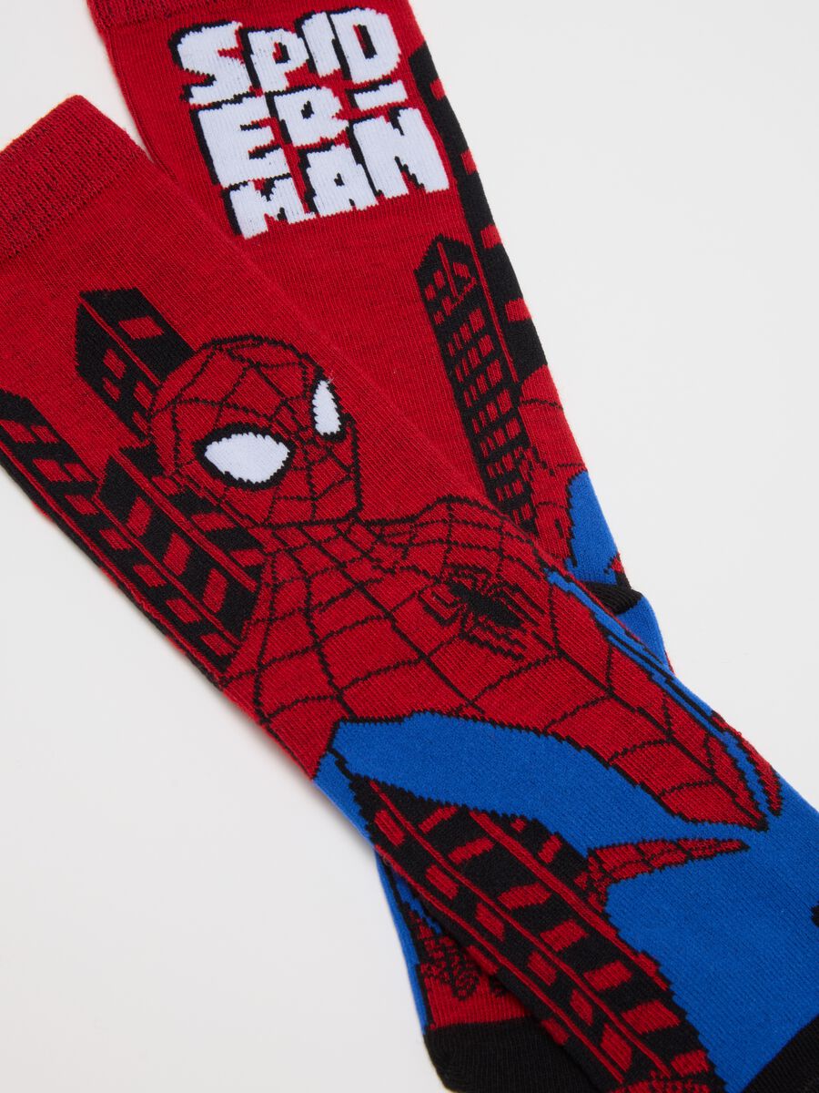 Two-pack of boys' long socks in multicolour cotton blend with Spider-Man_1