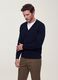 Blue Viscose-Blend V-Neck Cardigan, Regular Fit_0