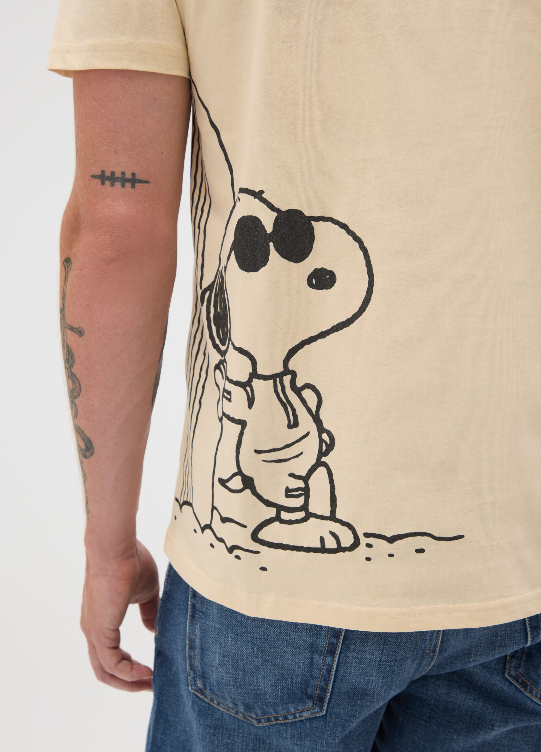 Men's regular fit beige pure cotton t-shirt