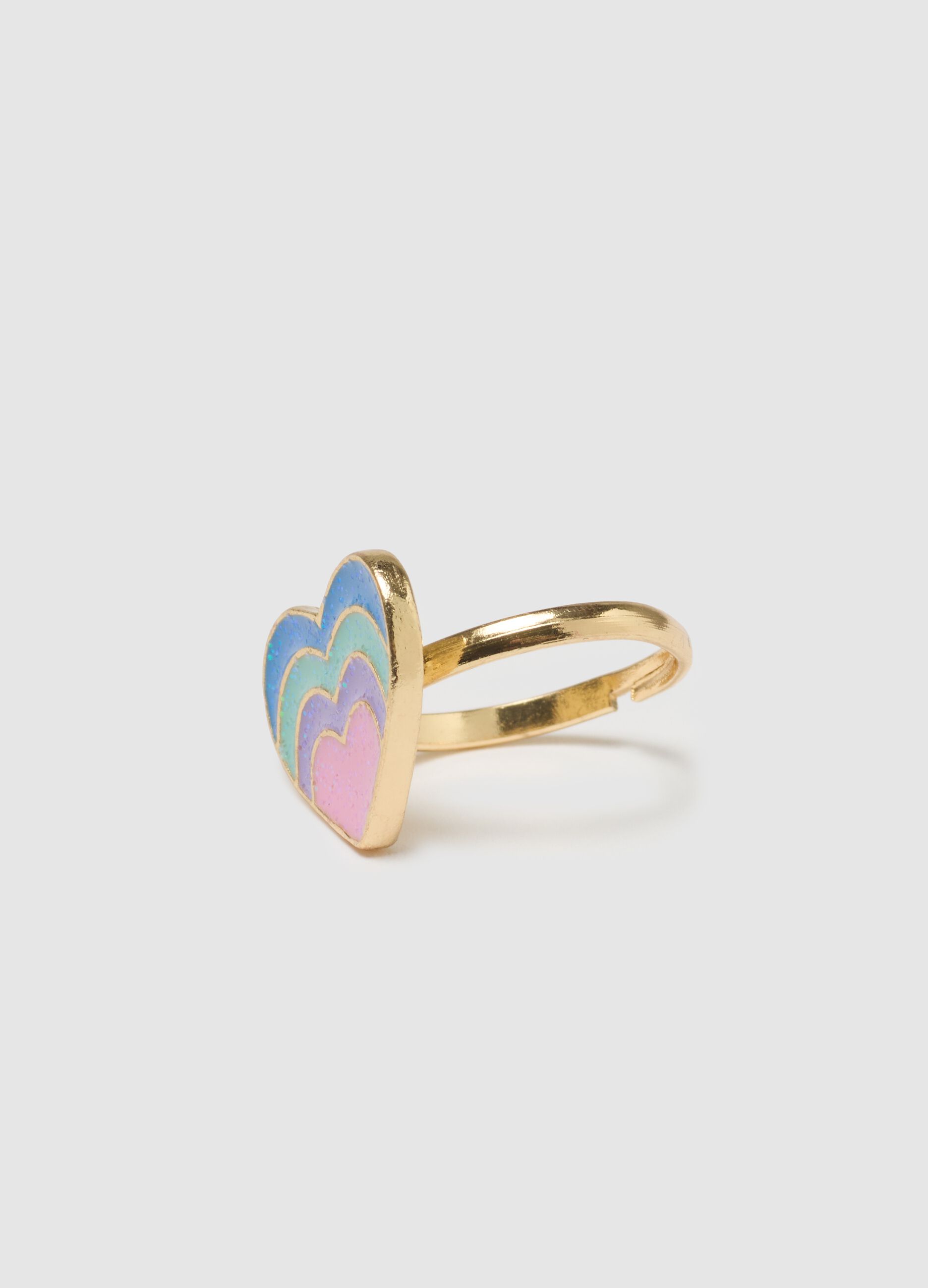 Multicolour girl's necklace and ring in steel