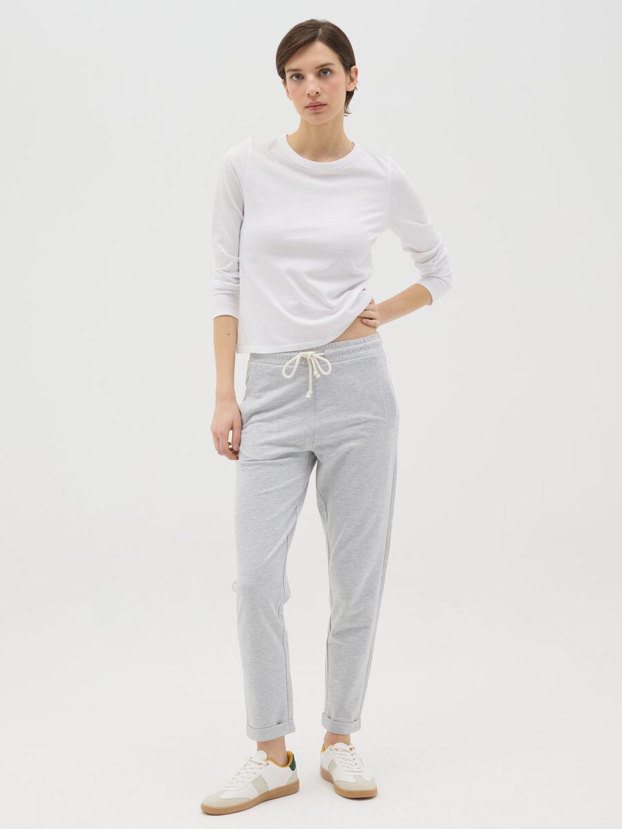 Grey joggers in French terry with drawstring_0