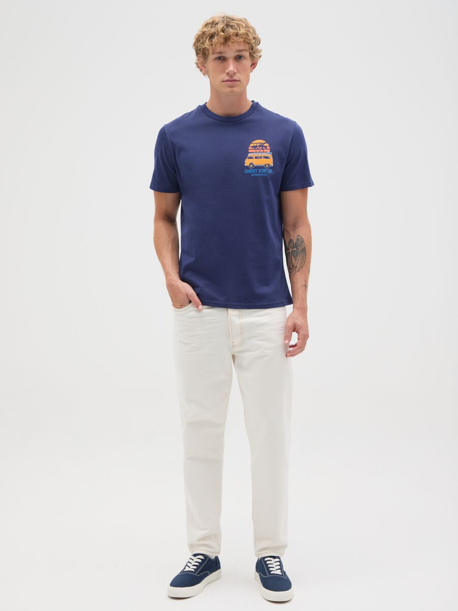 Men's blue pure cotton regular fit t-shirt with print_1